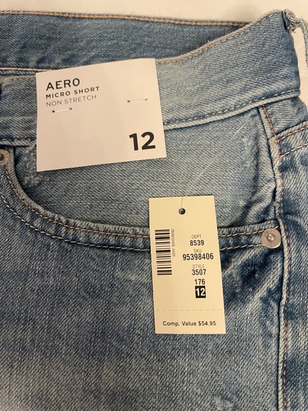 Aéropostale Light Wash Distressed Denim Micro Shorts - Blue - Picture 2 of 3
